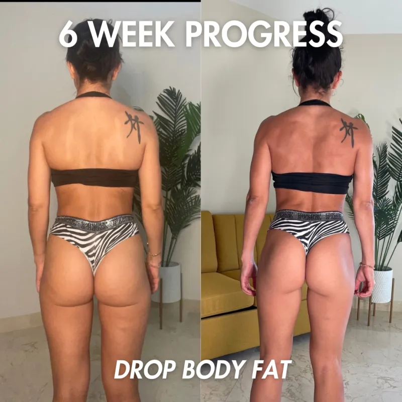 Melissa's 6-week progress, drop body fat phase