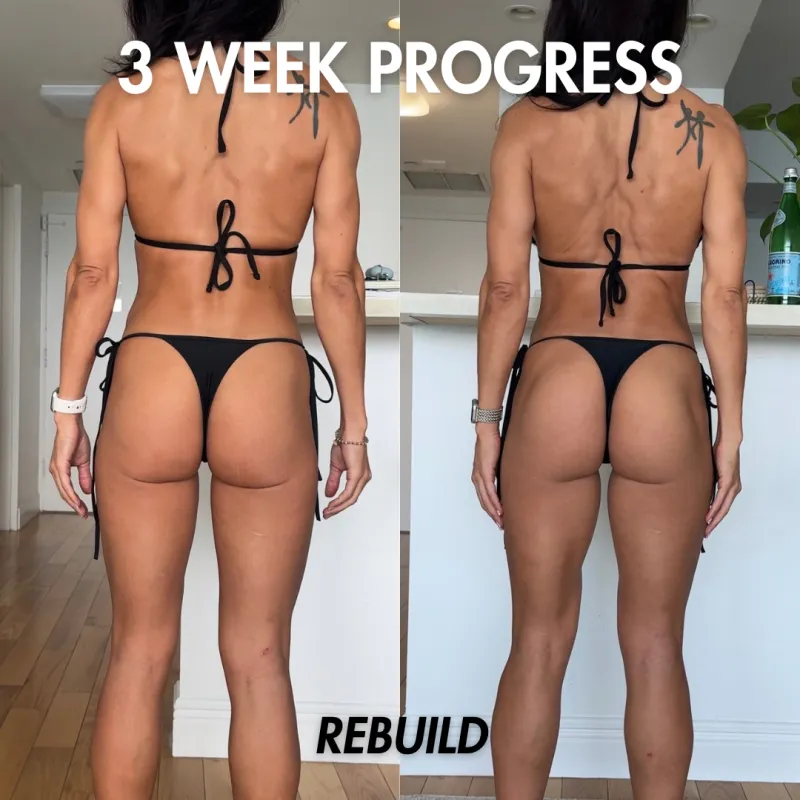 Melissa's 3-week progress, rebuild phase